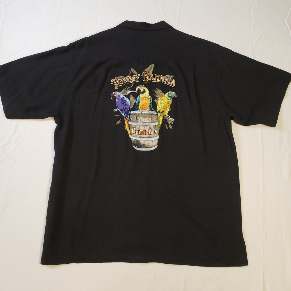 Men's Tommy Bahama Special collection Rum Fellas Black Camp shirt Size L
